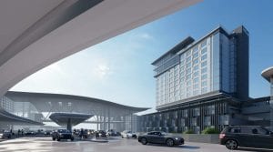 Rendering of Hilton BNA International hotel as seen from terminal