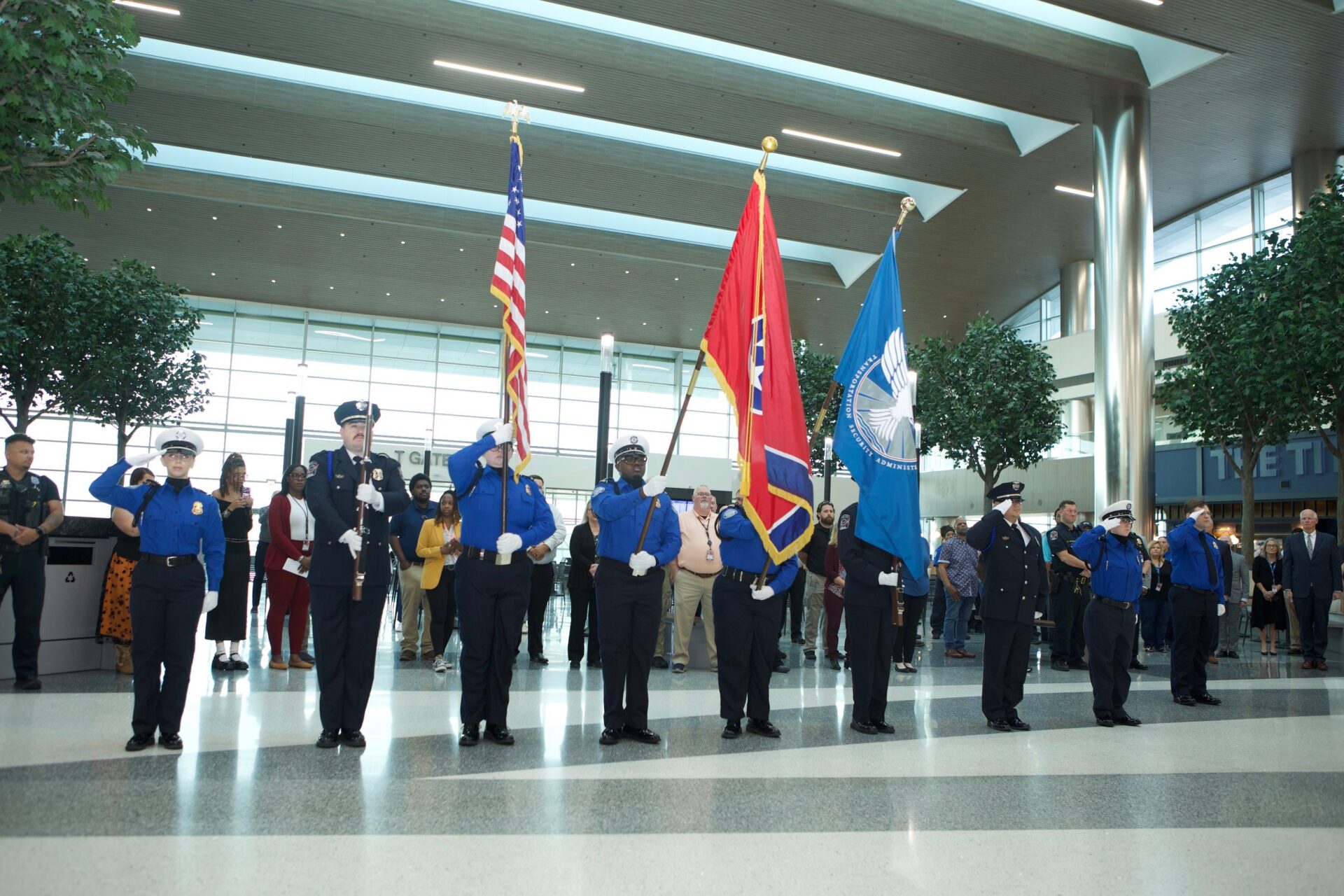 BNA Honor Guard presenting colors at Nashville International Airport