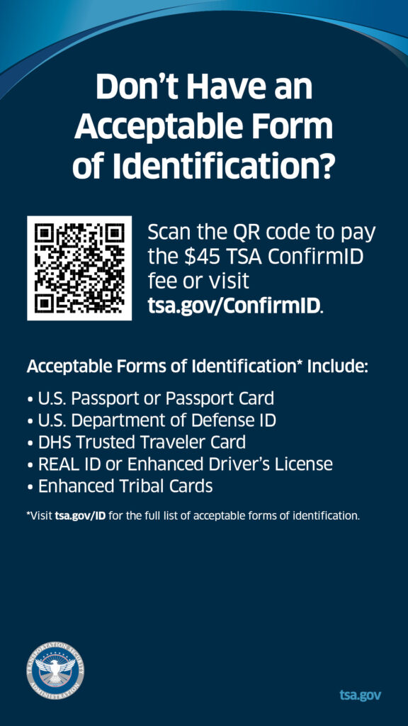 Starting February 1, 2026, travelers without an acceptable form of ID must pay a $45 fee
